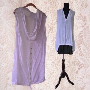 Joseph Ribhoff White Tunic Hooded Cover-up Beachy Boho Sleeveless Lagenlook 12